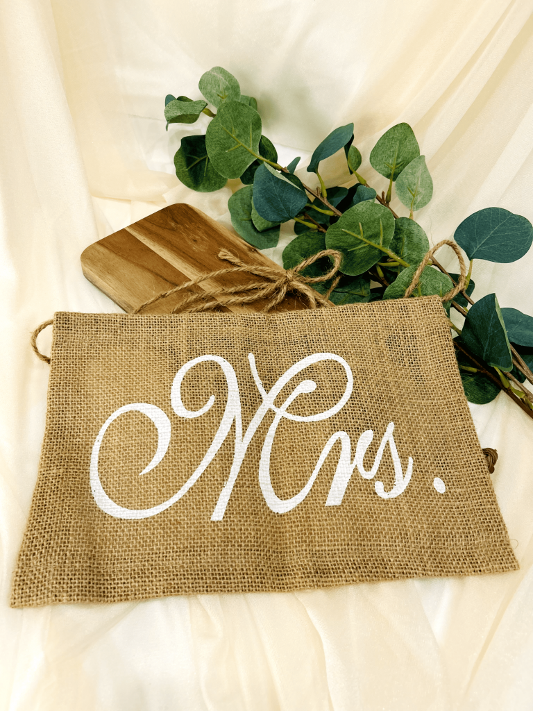 Mr. und Mrs. Jute Schild für Stühle